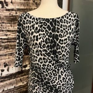 PINK TARTAN black and white animal print bodycon dress size M